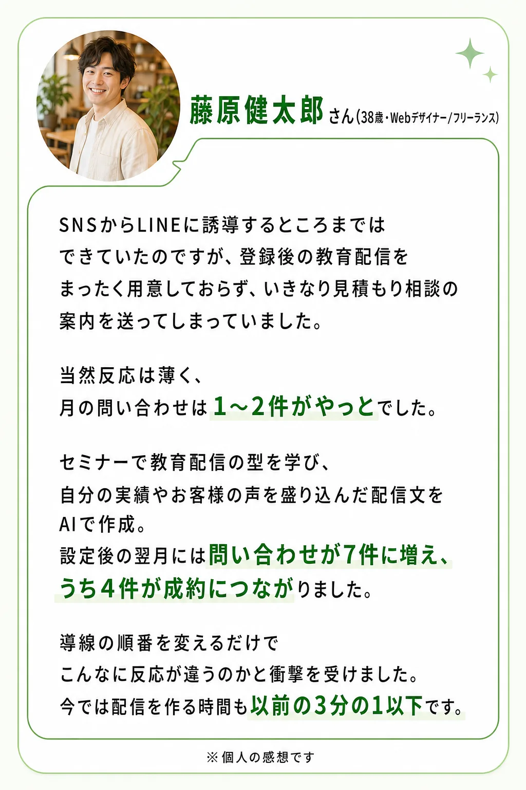 実践した方々が手にした変化 中村亜希子さん（42歳・ヨガインストラクター） 公式LINEの登録者は60人ほどいたものの、（全文は画像内に記載）